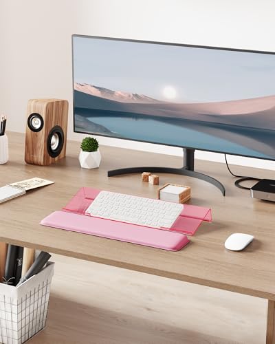 Laborio Computer Keyboard Wrist Rest, Keyboard Riser Stand for Desktop - color: Pink
