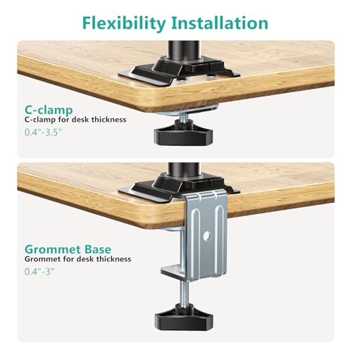 WALI Laptop Desk Mount for 15.6 inch Notebook, Fully Adjustable Single Monitor Arm with Laptop Holder for 32 inch Screen, Laptops Stand with Ventilated Tray, Up to 22 Lbs, (GSDM00LP), Black