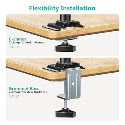 WALI Laptop Desk Mount for 15.6 inch Notebook, Fully Adjustable Single Monitor Arm with Laptop Holder for 32 inch Screen, Laptops Stand with Ventilated Tray, Up to 22 Lbs, (GSDM00LP), Black