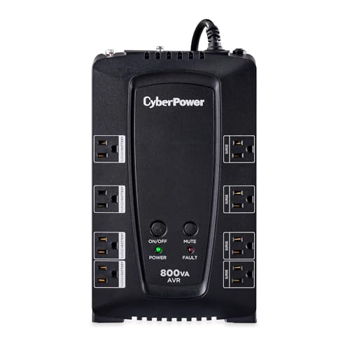 CyberPower CP800AVR AVR UPS Battery Backup and Surge Protector, 800VA/450W, 8 Outlets, Compact, UL Certified - style: CP800AVR