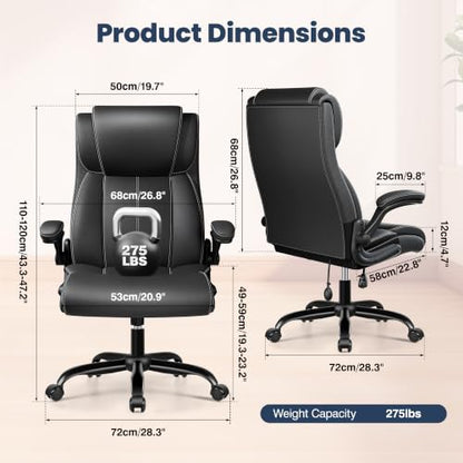 Ergonomic High Back Office Chair with Inflatable Lumbar Support - color: Black