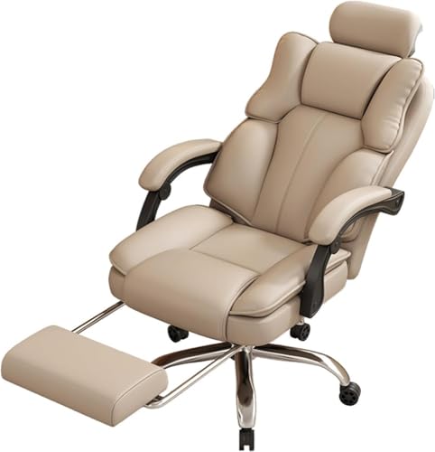 High Back Executive Office Chair with Extendable Footrest Adjustable Headrest and Lumbar Support Ergonomic Computer Chair Quiet Rubber Wheels for Work from Home Reclining