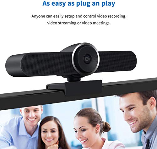 JACKLY Conference Room Camera with Microphone and Speaker, Wide Angle USB Video Conference Camera for Mac, PC, Laptop, Desktop (Black Big) - color: black big