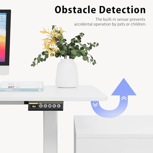 Dual Motor Standing Desk Frame for 40-63 in Tops, 264 lb, White | Frame Only, Fits 40-63 x 24-28 in Tops, 28.3-46.5 in Height, 2+3 Controls, ≤45 dB, 264 lb Capacity - color: White