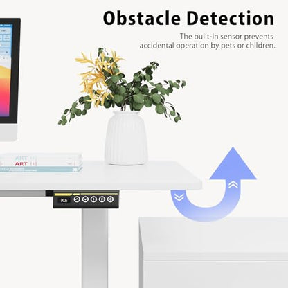 Dual Motor Standing Desk Frame for 40-63 in Tops, 264 lb, White | Frame Only, Fits 40-63 x 24-28 in Tops, 28.3-46.5 in Height, 2+3 Controls, ≤45 dB, 264 lb Capacity - color: White