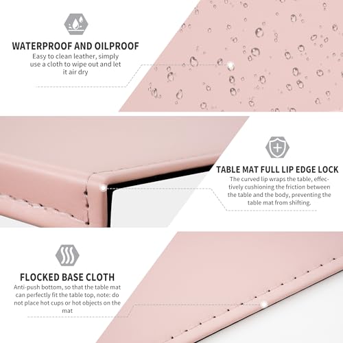 AKOZLIN 27.55”x 15.8" Soft PU Leather Surface Office Desk Mouse Mat Anti-Push Pad with Full Grip Fixation Lip Table Blotter Edge-Locked Protector Pink - color: Pink, size: 27.55”x15.8"