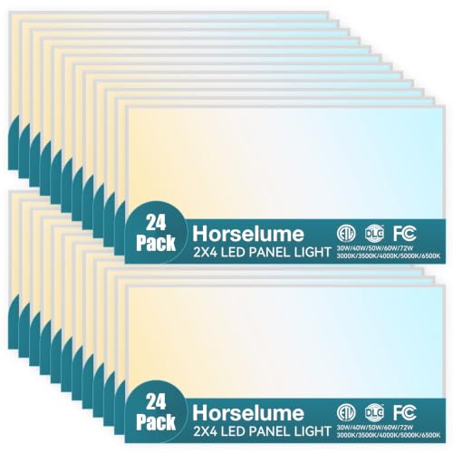 24Pack 2x4 LED Flat Panel Light, 9630LM, Selectable 30W-72W and 3000K-6500K, Dimmable 0-10V, Drop Ceiling Fixture for Office, School, Store (24Pack) - size: 24Pack