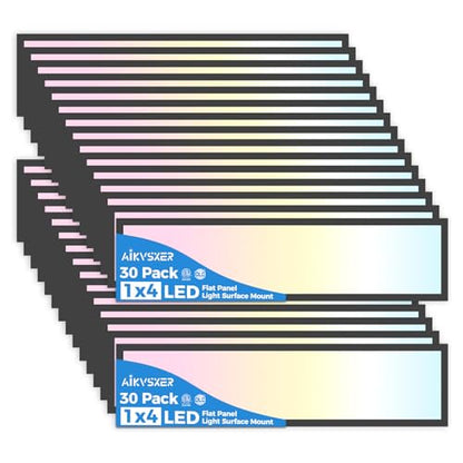 AIKVSXER 30 Pack 1x4 LED Flat Panel Light Surface Mount Black, 5500LM 50W - color: Black, size: 1x4FT 30PACK