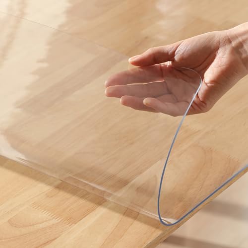 Clear Table Protector 12 X 14 Inch Thick Plastic Table Cover Protector Waterproof PVC Clear Tablecloth Protector Pad Vinyl Desk Top Protector Mat for Wood Coffee Glass End Sofa Side Dining Room Table - color: New Clear Dining Table Protector, size: 12 X 1