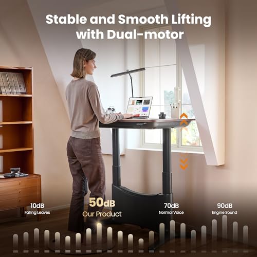 COLAMY Electric Standing Desk 55x28 Inch, Wobble-Free Dual Motor Sit Stand Up Home Office Computer Desk, Motorized Workstation Gamer Studio Table with Drawers, Outlets & Footrest,Oak White - color: Black Oak + White