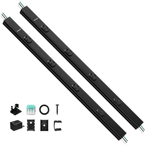 24 in Under Cabinet Hardwired Power Strip, 2-Pack, ETL Listed | 3 TR Outlets with USB-A & USB-C, Adjustable Plug Molding Under Cabinet, Pre-Wired forKitchen Cabinets, Workshop, Black - color: Black, size: 2 Pack