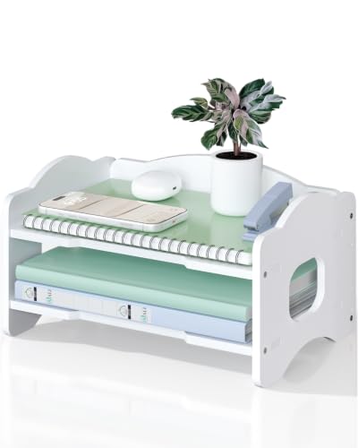 WALI Desk File Organizer, 2 Tier Stackable Desktop Paper Letter Tray Organizer with Handle, Office Desk Accessories & Workspace Organizers for Office, Home, School Supplies, 1 Pack, White - color: White, size: 2-Tier