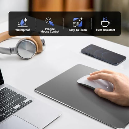 HONKID Metal Aluminum Mouse Pad for Magic Mouse & Pro/Air 9.05" x7.08 Gray - color: Gray, size: 9.1L x 7.1W inches