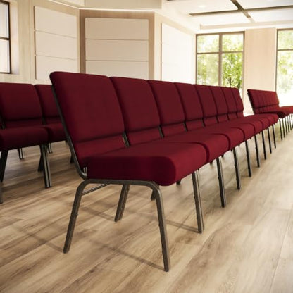 Flash Furniture HERCULES Series 21''W Stacking Church Chair in Burgundy Fabric - Gold Vein Frame - color: Burgundy Fabric/Gold Vein Frame, size: Set of 1