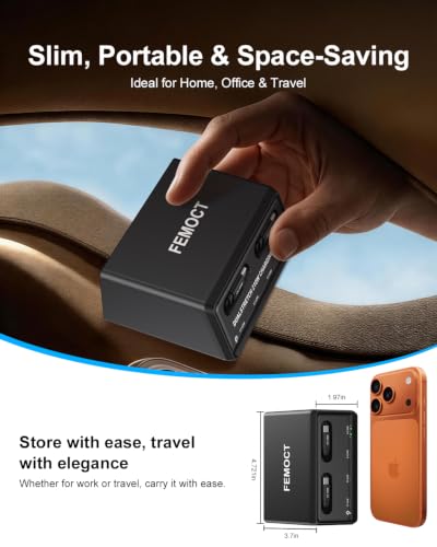 Retractable Charger, 6-in-1 210W GaN USB C Charging Station for Multiple Devices, Dual 2.3ft Built-in Retractable Cables, PD 45W Fast Usbc Desktop Charger for iPhone 17/16/15, Galaxy S26, and More