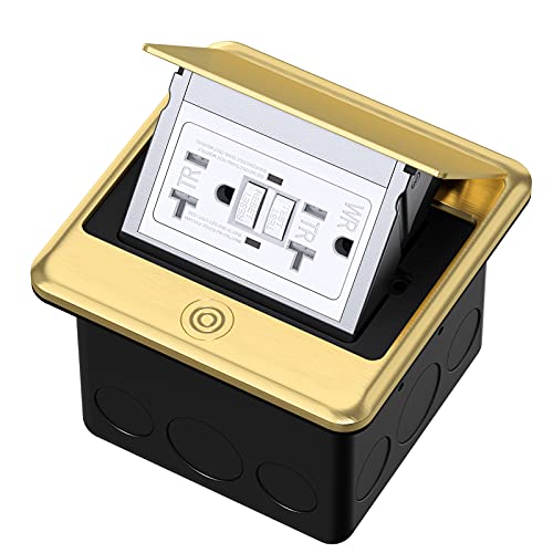Pop Up Floor Electrical Outlet with 20 Amp Stainless Steel GFCI Tamper Receptacle Outlet， Corrosive Resistant Hardware，ETL Listed,Brass - color: Brass, size: GFCI Outlet