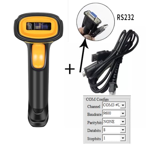 Handheld Wired QR Barcode Scanner 1D 2D Bar Code Reader RS232 Interface for Serial Connection - style: RS232