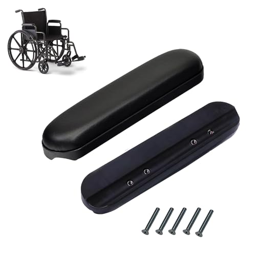 Full Length Padded Armrest Black 9-1/8" Long Wheelchair and Transport Chair arm Cushions, Black (1 Pair) Compatible with All Brands