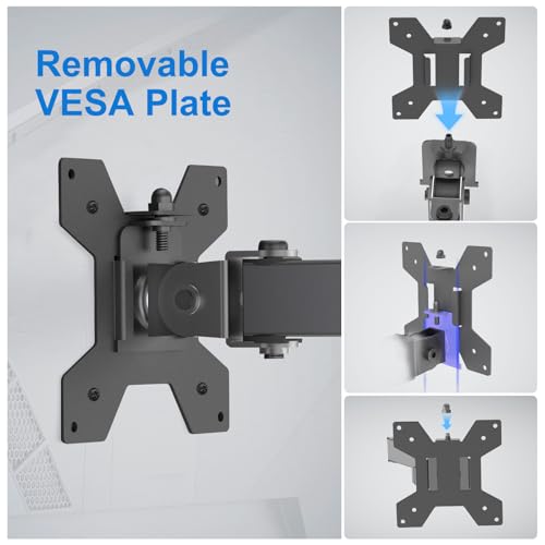 Dual Monitor Mount for 17-27 Inch Monitors up to 17.6 lbs, Desk Clamp