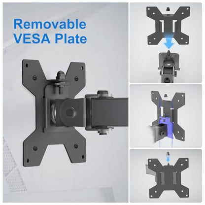 Dual Monitor Mount for 17-27 Inch Monitors up to 17.6 lbs, Desk Clamp