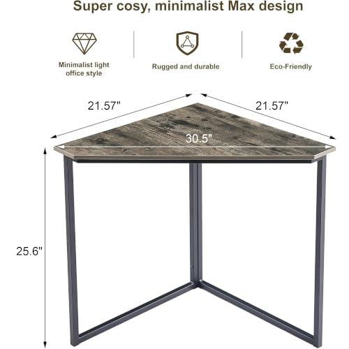 VECELO Corner Desk,Office Tables for Living Room for Small Space Triangle Computer Desk with Steel Frame Corner Shelves with Metal Frame Writing Desk for Workstation Classic Grey 30.5" - color: Classic Grey, size: 30.5"