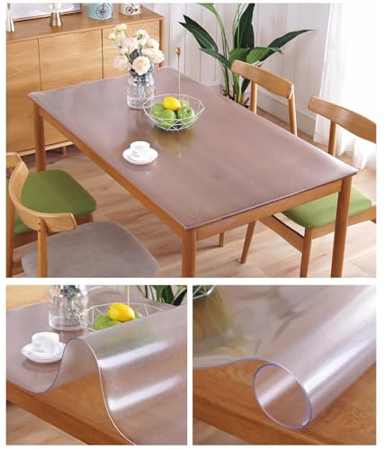 Clear Frosted Dining Table Protector,50x80cm Coffee Table Table Cover, Waterproof Scratch Resistant PVC Dining Table Cloth,2mm Thick Durable Tablecloth for Desk,Rectangle