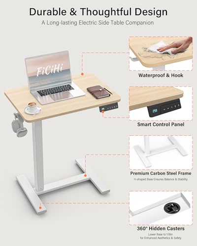 FiCiHi 24"x 16" Electric Standing Desk, Mobile Sit Stand Up Desk, Maple - color: Maple, size: 24" x 16"