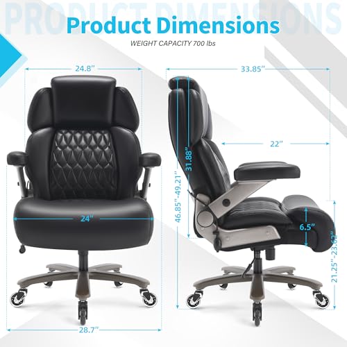 Big and Tall Office Chair 700lbs, Ergonomic High Back Computer Desk Chair - color: Black