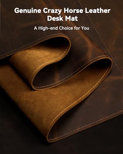 YSAGi Leather Desk Mat, 23.6"x13.8"Real Leather Desk Pad, 2mm Thick Desk Blotter with Stiched line,Oil-Wax Feel Mouse pad and Self-Healing Laptop Pad for Home & Office(Classic Dark Brown) - size: 23.6"x13.8"