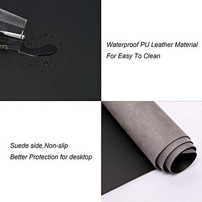Desk Pad Office Writing Mat Pad with Edge Protection Waterproof PU Leather - color: Pink, size: 15.8" x 35.4"