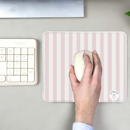 Mouse Pad for Desk with Stitched Edge, Premium Cute Washable Mouse Pads. Computer Mousepad with Non-Slip Rubber Base, Mousepads for Laptop, 9.25x7.75x0.12 inch (Pink Stripes) - color: Pink Stripes