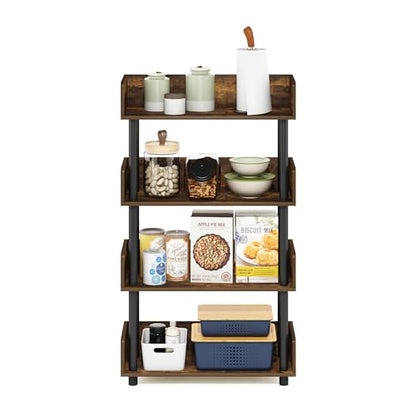 Furinno Turn-N-Tube 4-Tier Display Shelf, Open Frame, Amber Pine - color: Amber Pine/Black, size: 4-Tier Display Rack