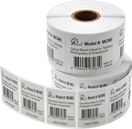 Arkscan 2x2 Thermal Labels - 2 Rolls, 750 Labels per Roll (1,500 Square QR Code & Barcode Labels) for Zebra, Rollo & Arkscan Printers - size: 2 x 2", 2 Rolls