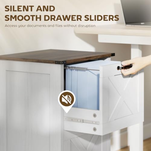 HOMCOM 2 Drawer Vertical File Cabinet with Silent Slides, Distressed White - color: Distressed White