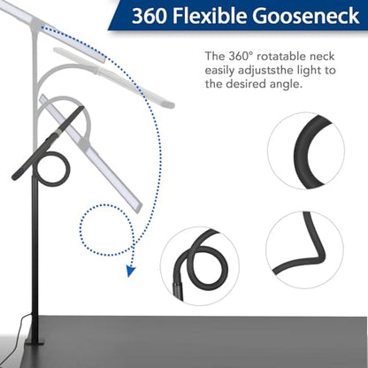 33Inch Desk Lamp for Home Office, Eye-Caring Architect Desk Lamp with Clamp, 24W Ultra Bright Auto Dimming Computer Light Stepless Dimming and Tempering Table Light for Reading, Study, Work