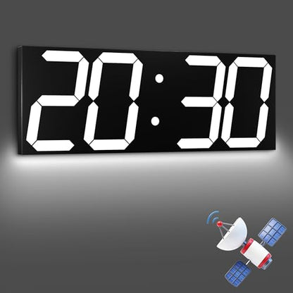 CHKOSDA 18.7 Inch Large Digital Clock with GPS Auto-Sync Time - White | 164ft Visibility, No Wi-Fi, Adjustable Timezone, 8-Level Dimming, Remote, Timer, for Living Room, Office, Classroom, Garage - color: 18.7" Gps Auto-sync Wall Clock-white