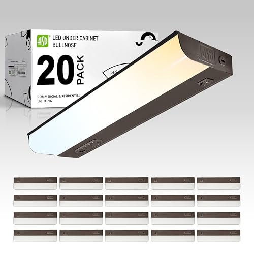ASD LED Under Cabinet Lighting Hardwired, 12 Inch 5W 2700K-5000K Selectable, 442LM, CRI90+, Direct Wire Linkable Under Counter Lights for Kitchen, Dimmable Under Cabinet Lights, Bronze, UL, 20 Pack - color: 12 Inch Bronze, size: 20 Pack