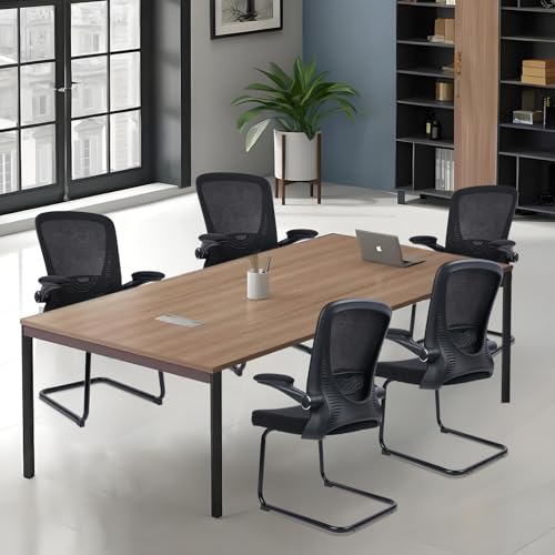 CLATINA Office Guest Chair no Wheels, Ergonomic Mesh Desk Chair Adjustable Lumbar Support and Flip Up Arms, Sled Base for Office Guest & Reception Chairs for Conference Room,Black (2PK) - color: Black Flip Up Armrests, size: 2PK