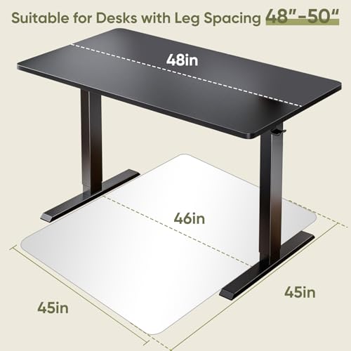 Office Chair Mat for Carpet & Hardwood, Upgraded 45" x 45" Tempered Glass Chair Mat for Office Home, with 4 Anti-Slip Pads - size: 45"x45"