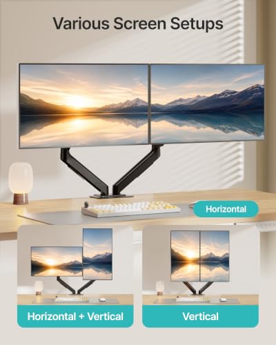 Dual Monitor Arm for Up to 32 Inch Screens, Heavy Duty Monitor Mount | Curved Monitor Stand with Clamp and Grommet Base,for 2 Screens,Holds up to 19.8 lbs,for 75/100 Vesa Mount,for Home Office - style: Dual Monitor Arm
