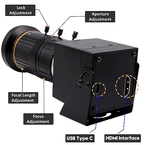 SVPRO 4K 60fps HDMI Camera USB3.0 Streaming Webcam with 5-50mm Manual Telephoto Lens 10X Optical Zoom H.264 Industrial Microscope Close-Ups Camera,USB and HDMI Dual Ouput - color: 4K 60fps Camera with 5-50mm Lens