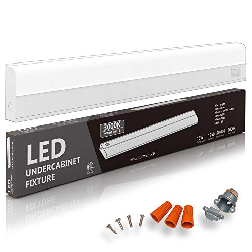 24" Hardwired Under Cabinet Light, 3000K Warm White, ETL, 1250 lm, Dimmable - color: 3000K Warm White, size: 24 INCH