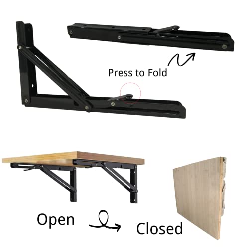 Folding Shelf Brackets 8 inch,Folding Brackets Heavy Duty Max.Load 410lb,DIY Space Saving Wall Mounted Folding Table,Pack of 2 - size: 8 Inch