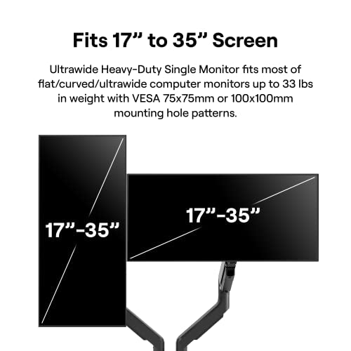 Pixio PS2D Ultrawide Heavy-Duty Premium Dual Monitor Arm Stand Desk Mount - Fits up to 35 inches Two Monitors, Weights up to 33 lbs Each, Height Adjustable, Compatible with VESA 75x75mm 100x100mm - color: Black, size: Dual 17"-35"