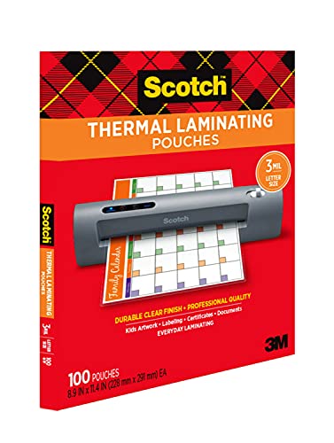 Scotch Thermal Laminating Pouches, 8.9 x 11.4 Inches, Letter Size Sheets, (Pack of 600) - size: 600-Pack