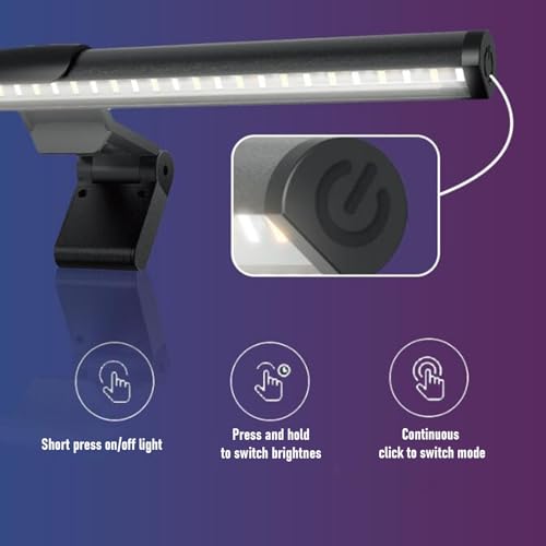 XUMIUZIY Monitor Light Bar, Computer Screen Lamp for Eye Caring, USB Reading LED Task Lamp with 3 Color Temperature, Dimmable RGB Full Spectrum Light, for Home Office