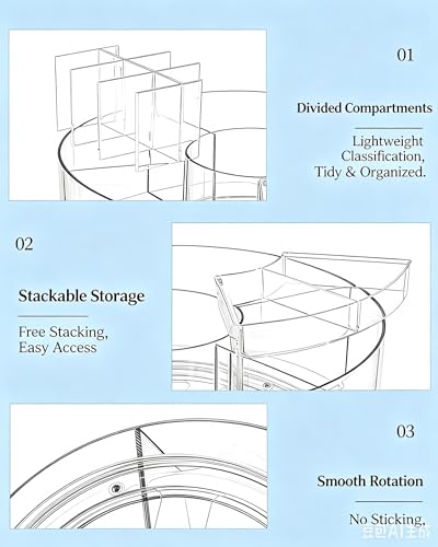 Desktop Rotating Pen Holder, 360° Rotating Acrylic Pen Stand with 6 Compartments, Transparent Marker Storage Box, Suitable for Schools, Offices, Classrooms, and Craft Rooms