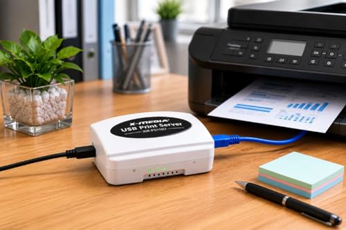 X-MEDIA XM-PS110U 1-Port 10/100Mbps Fast Ethernet USB Print Server | USB 2.0 Port Network Print Server