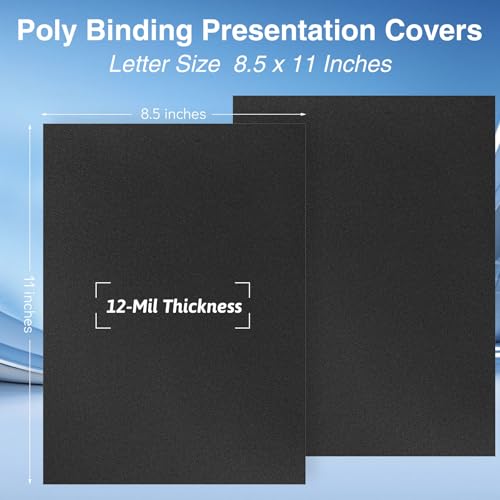 Ndsox 100 Pack 12 Mil Binding Presentation Covers Sand-Textured Polycover Report Covers for Letter Size Document Binding, Business Proposals, 8-1/2 x 11 Inches, Un-Punched, Square Corners, Black - color: 12 Mil, Black, size: 8-1/2" x 11", 100P