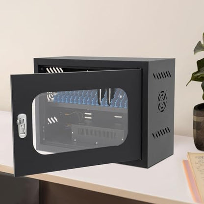20-Device Cell Phone Charging Cabinet, Lockable Steel Charging Station - color: Black, size: 20-Device